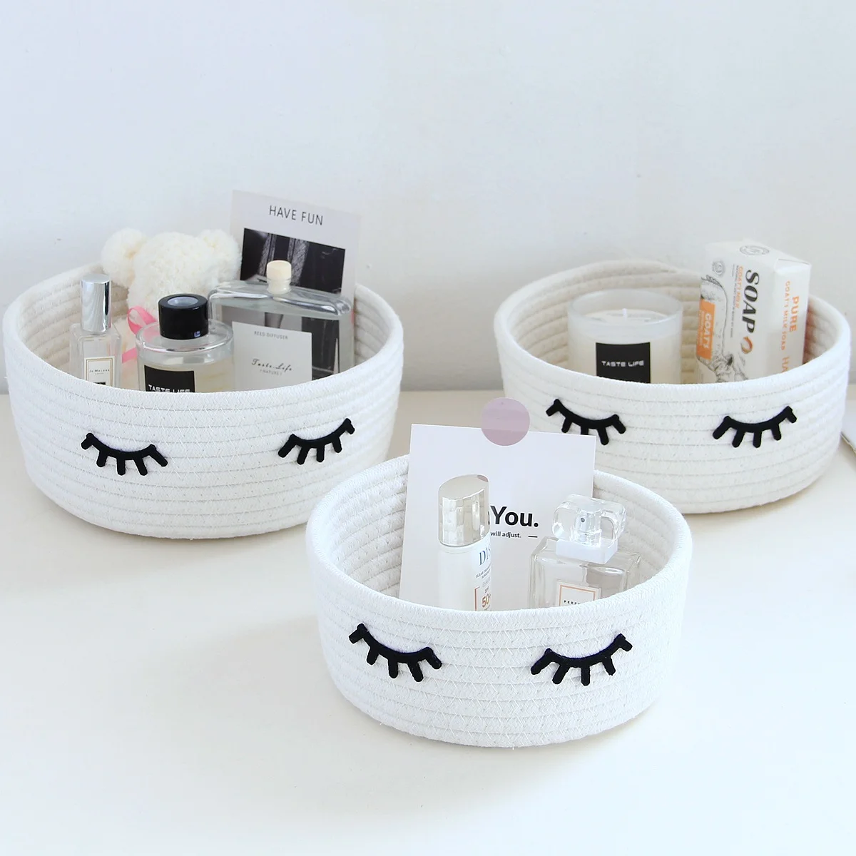 HUAYI cotton rope woven mini food storage basket  for home restaurant hotel