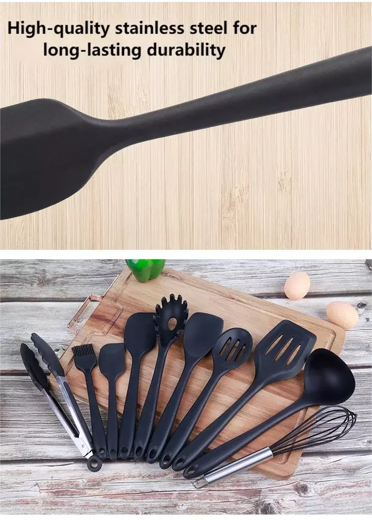 Factory Wholesale Red 10 Piece Kitchenware Baking Cooking Tools Silicone Cookware Utensils Set