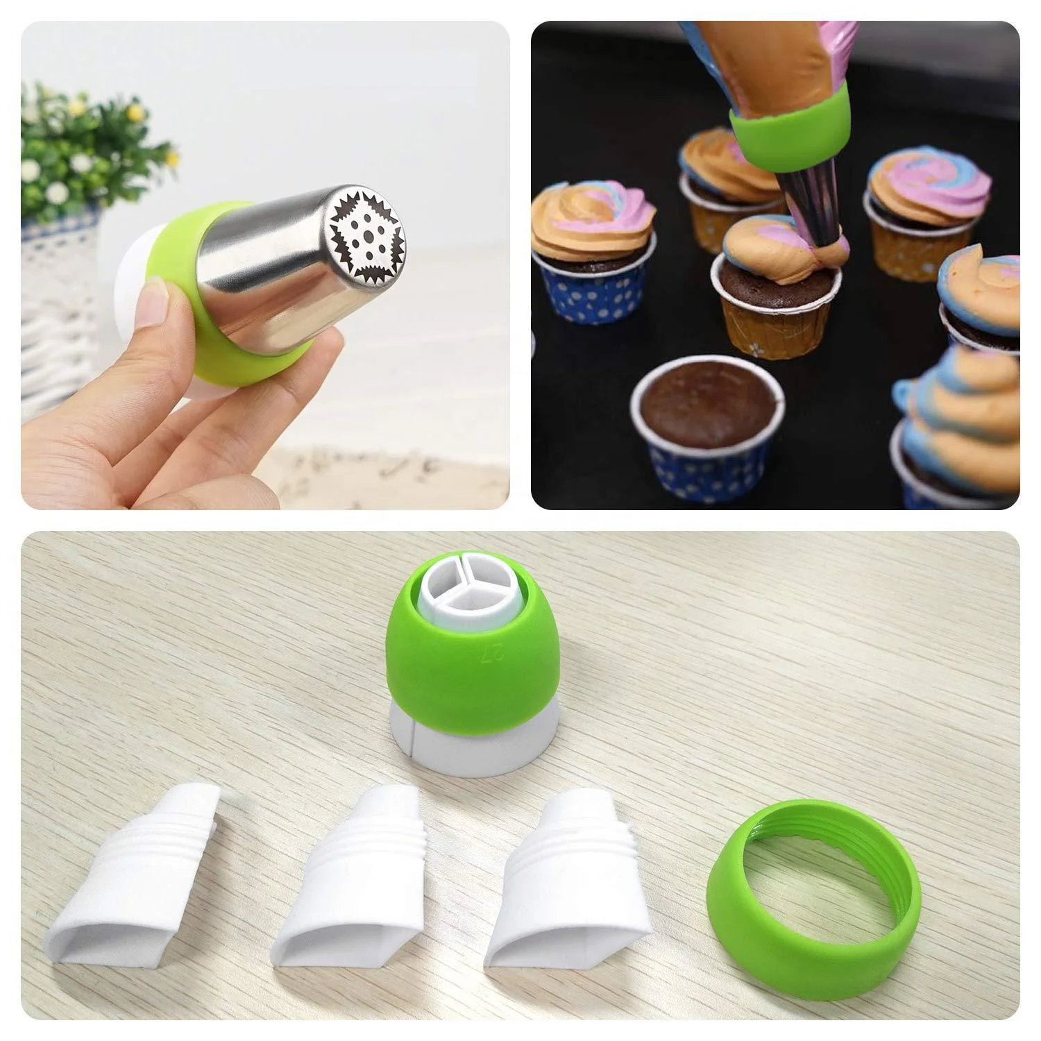 20 PCS Silicone Cake Accessories Nozzles Tips Cake Decoration Tools Bakes Flower Nozzles Large Cupcake Decorating Kit