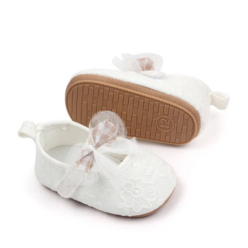 New Embroidered Mesh Bow Soft Soled Non-slip Baby Toddler Shoes for Girls supplier