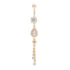 Piercing Medical Steel Navel Piercing Navel Nail Flash Drop Zircon Navel Ring Belly Dance Jewelry