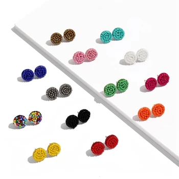 2020 Handmade seed beaded stud earrings cute rainbow color miyuki bead Stud earrings For Women