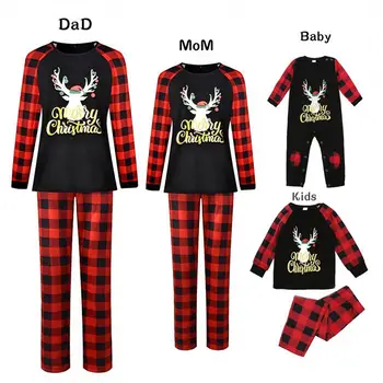 Adult Custom Plaid Set Polyester Cotton Toddler Pajama Baby Womens Mens Family Christmas Pajamas