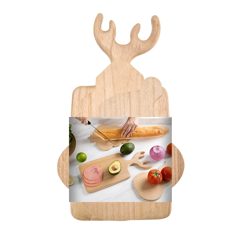 Christmas Gifts Reindeer Christmas Tree Santa Hat Wood Food Serving Tray Plate Wooden Cutting Board