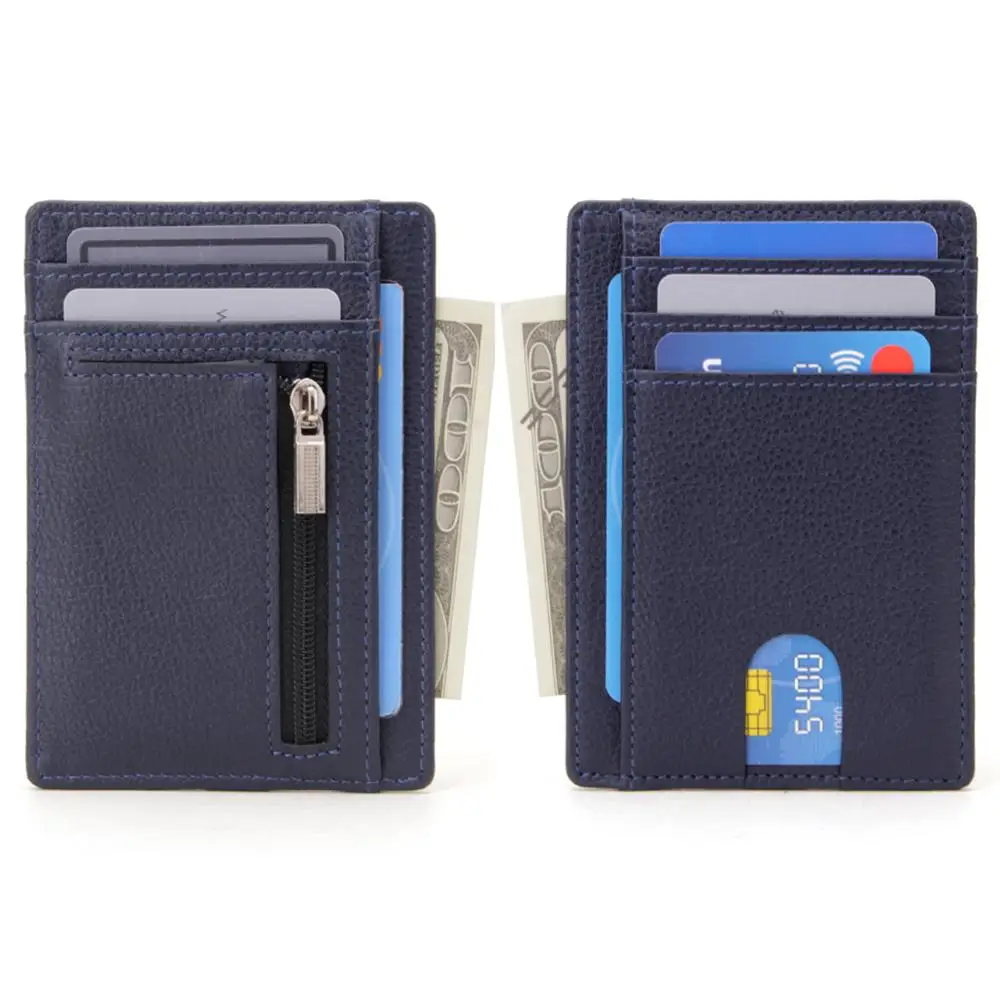 Front Pocket Credit Card Holder Thin Slim Minimalist RFID Blocking Men's Leather Wallet