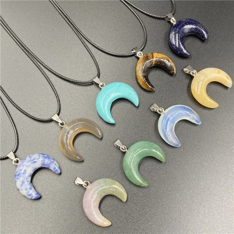 Moon Ox Horn Natural Gemstone Pendant 