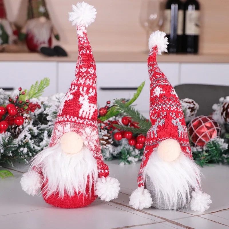 2pcs Swedish Tomtes Gnomes Ornaments Mr&Mrs Scandinavian Figurine Nisse Nordic Elf Doll for Xmas Tiered Tray Home Table Decor Christmas Gnomes Plush Decorations
