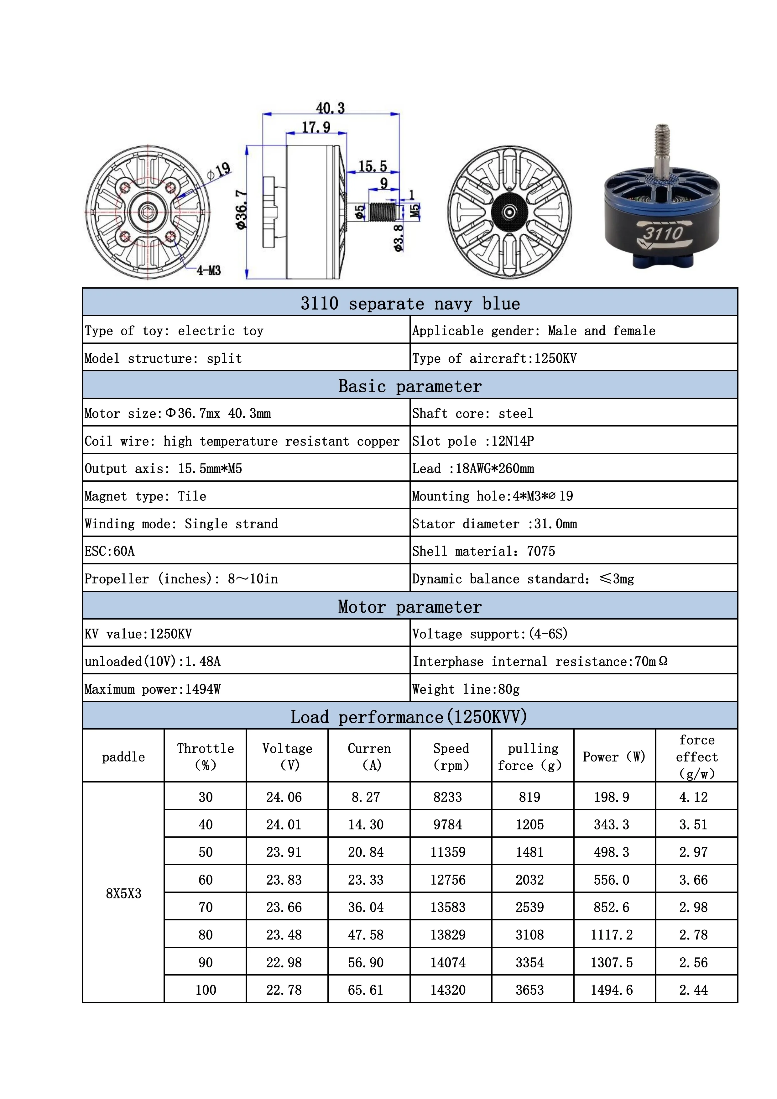 3110 Brushless Motor Permanent Magnet 900-1250KV IP54 Waterproof Steel Shaft 12N14P Configuration FPV Racing Drone Hc064be4fd12f42c0a3f19dd0d02b870ac