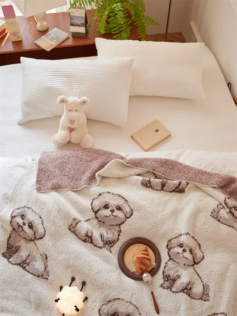 product bd cute puppy knitted blanket soft and comfortable not to be missed for those who love puppies-63