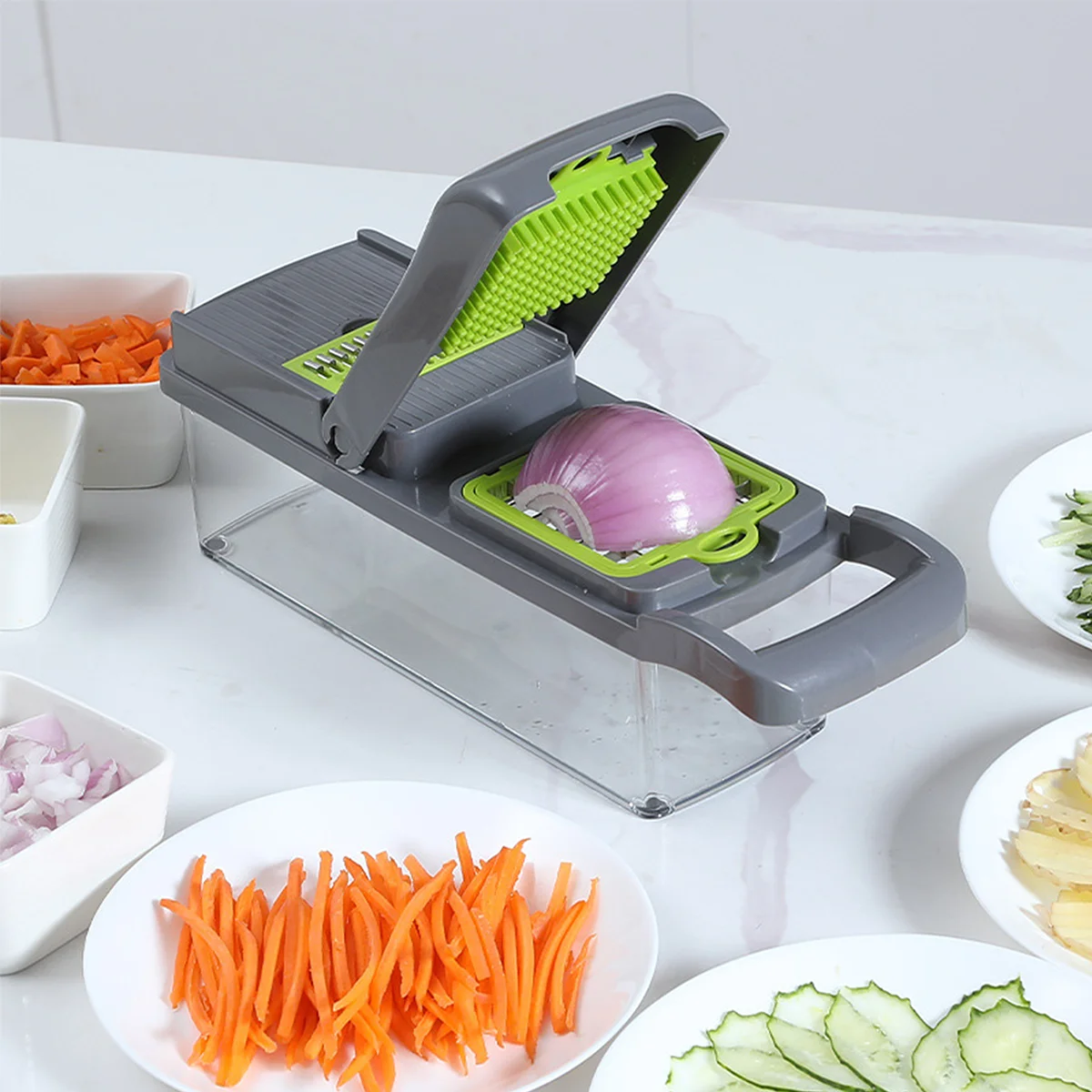 Factory wholesale Kitchen Accessories 14 in 1 Food Cutter Veggie Onion Chopper Mandoline Slicer Multifunctional Vegetable Cutter