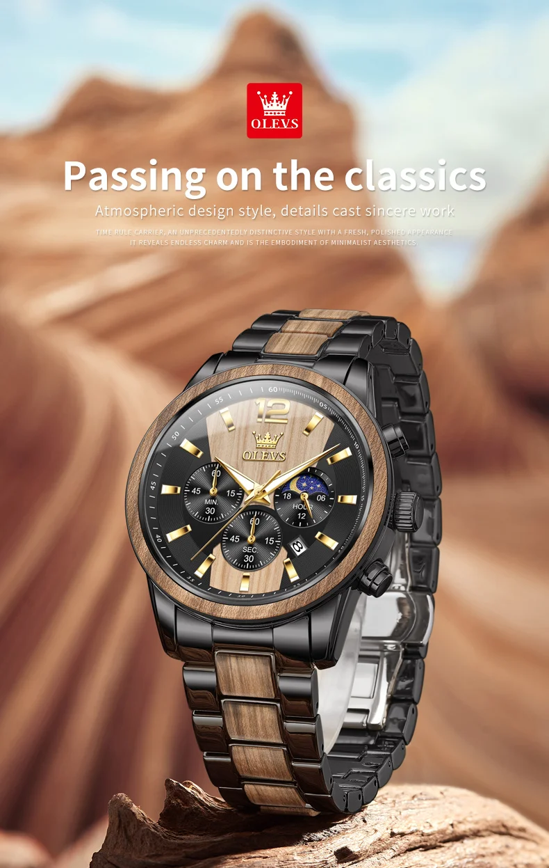 Olevs 3645 Luxury Man Watches Waterproof Luminous Hands Calendar Chronograph Quartz Wristwatch for Men Montre Relojes Homme Uhr