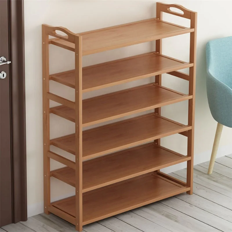 Shoe rack Bamboo simple household doorway Economical dust-proof shoe cabinet Solid wood province space storage shelf