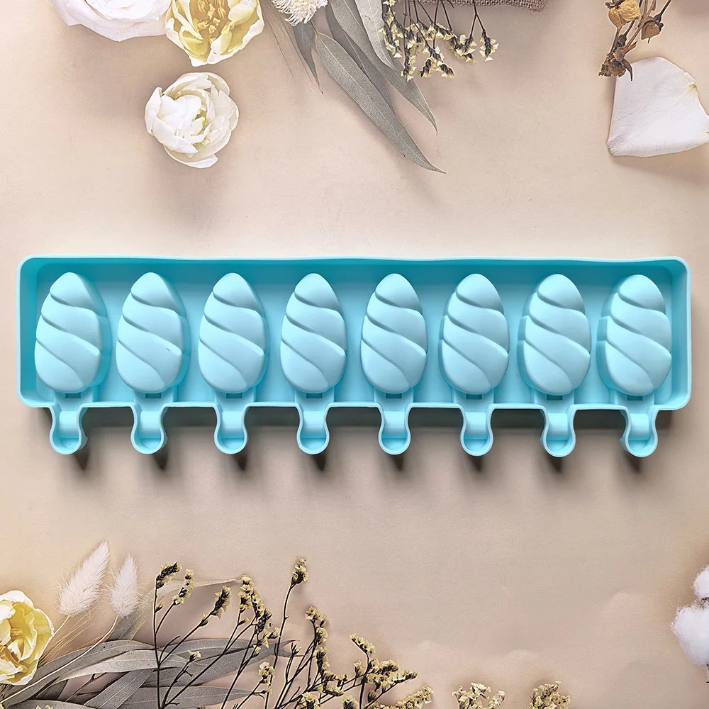 8 Hole Silicone Ice Cream Mold Makers Cake Dessert Decorating Baking Tools DIY Ice Cube Moulds Tray Popsicle Molds Reuse details