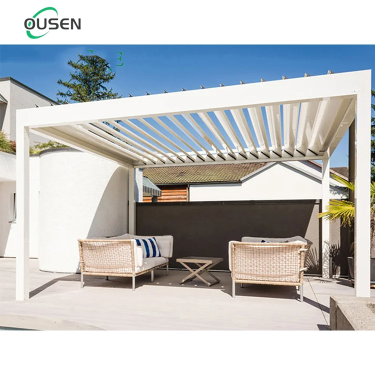 Sliding Retracting Louver Bioclimatique Motorized Aluno Pergola