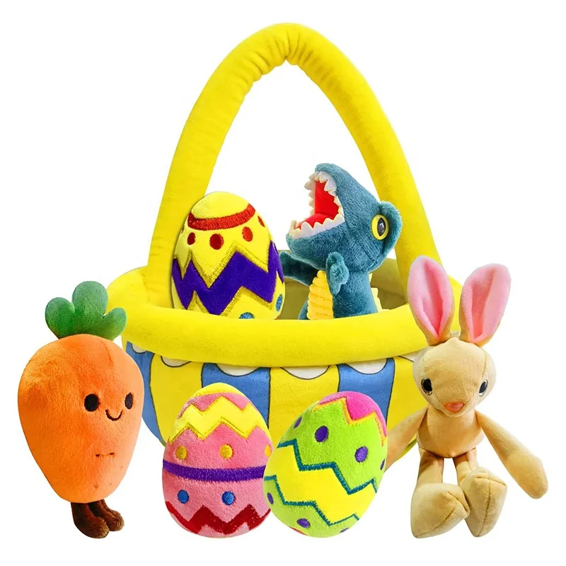 Hot selling Easter rabbit doll basket creative Easter egg plush toy