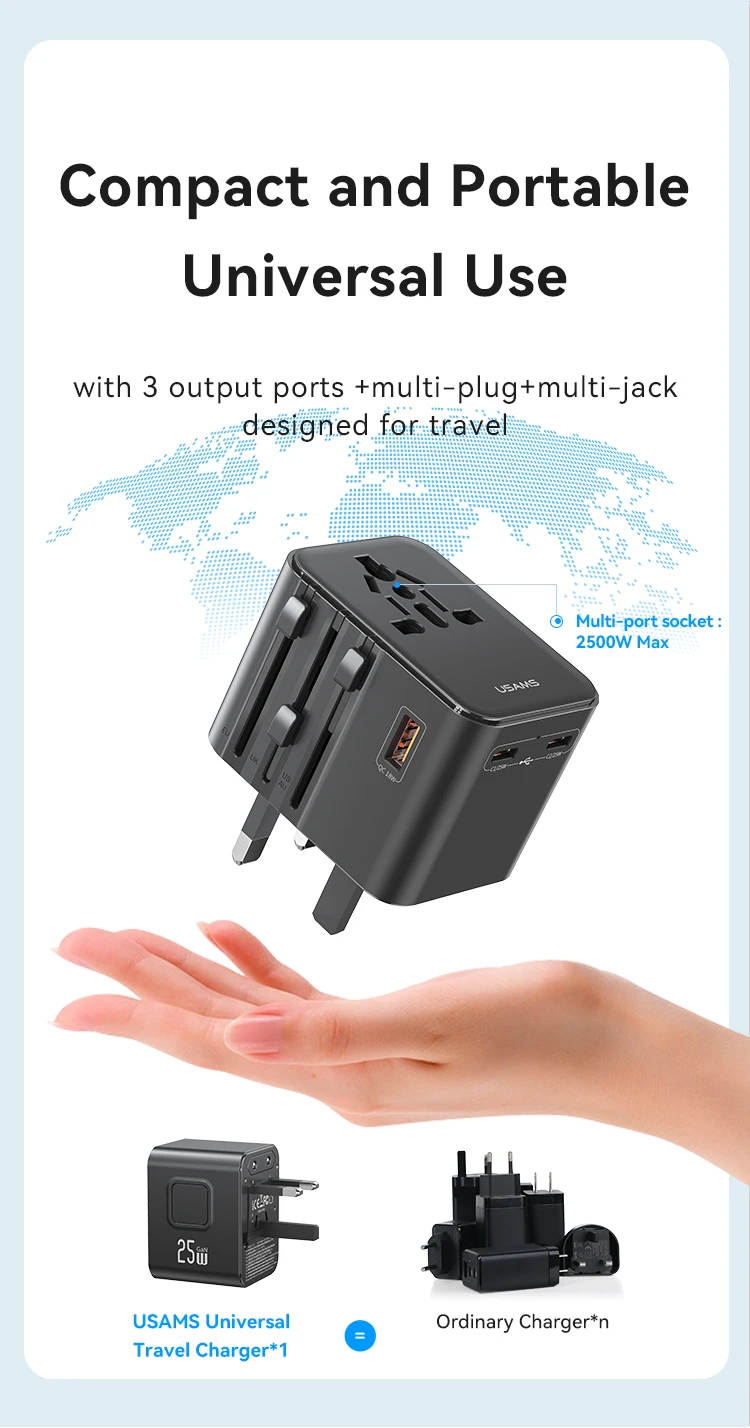 Gadgetoo Usams Cc309 Won Travel Dual Type C International Wall Charger Gadgetoo Usams Cc309 Won Travel Dual Type C International Wall Charger