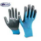 Gloves White Nylon Gloves NMSAFETY 13 Gauge Nylon Gloves With Palm Coating Nitrile EN388 4121 Work Gloves