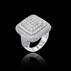 Rings Rings Silver Rings 925 Men Men Hip Hop Rapper Pure 925 Sterling Silver Heavy Diamond Iced Out Square Rings