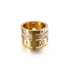 18k Rings Finger Rings Hot Sale 18k Gold Vacuum Plating Zircon Simple Design 2 Finger Roman Numerals Rings