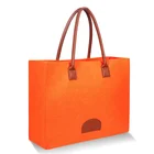 Ladies Bag Upin New Fashion High Quality Black Custom Felt Custom Ladies Shopping Bag With Leather Logo