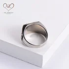 Jewelry Black Rings Bague Homme Stainless Steel Jewelry Square Wide Black Agate Stone Mens Rock Hiphop Rings