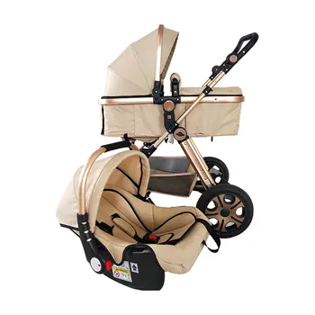 Fashionable Baby Stroller 2 in 1 with Car Seat Compact Luxury Pram for Newborn Babies Foldable Pushchair for Travel
