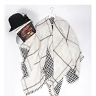 Cape 2020 New Houndstooth Checkered Double-sided Cape With Plush And Thickened Female Winter Large Size Split Scarf