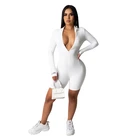 1 Piece QR Trendy Long Sleeve V Neck Sexy 1 Piece Jumpsuit Shorts Fall Clothing For Women