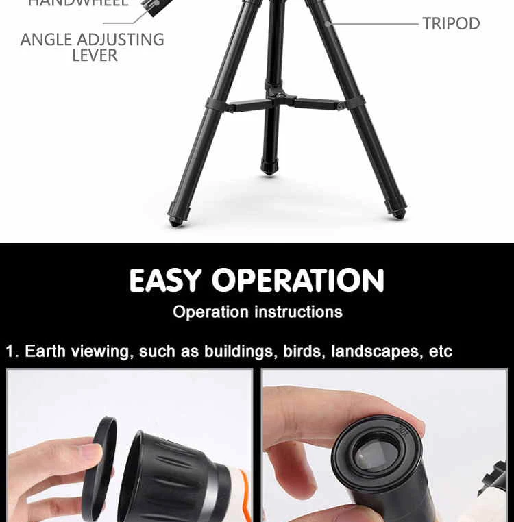 Trépied ajustable pour enfants, jouet, télescope à fort grossissement, astronomie, scientifique des enfants