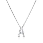 Cubic Zirconia 14K White Gold Plated Cubic Zirconia Initial Necklace Letter Dainty Necklaces For Women