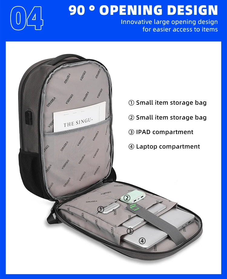 Outdoor Activities Water Resistant USB Charging Backpack Hard Shell Large Luggage Back Pack