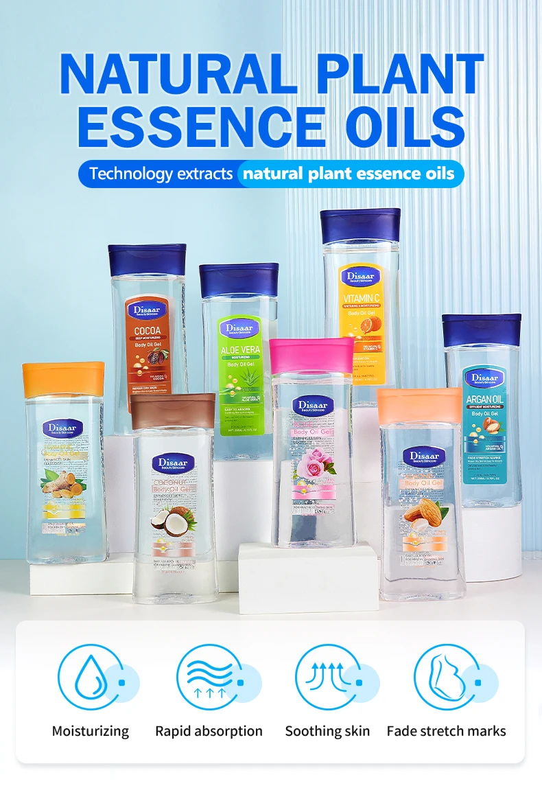 100% Natural Rose Body Oil Gel for Skin Glow Moisturizing Organic Fragrance Body Gel Oil Skin Brightening Products