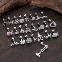 10Pcs/Set Trendy 20G Zircon Stud Earrings Classic Piercing Jewelry for Men and Women Shiny Crystal Ear Accessories Perfect Gift