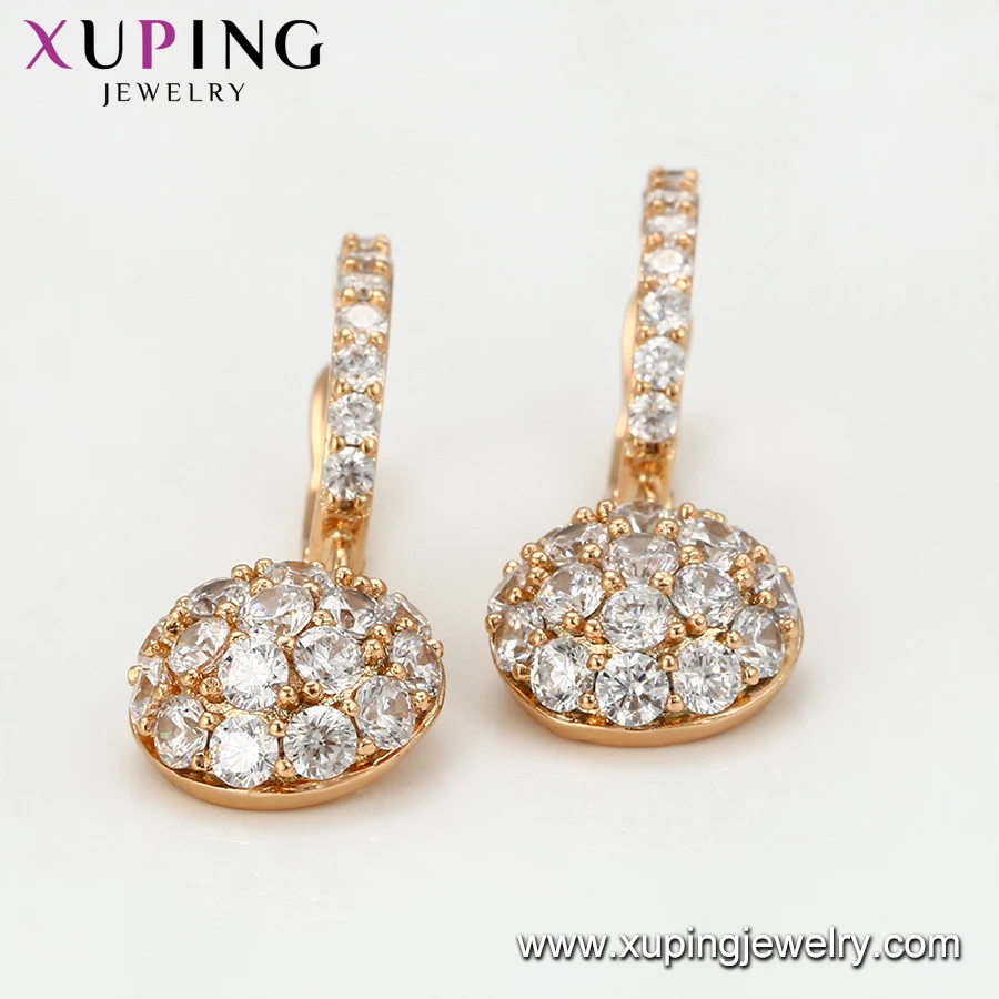 41180xuping fashion jewelry gold plated round Synthetic CZ drop earrings for women