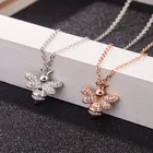 Silver Pendant Fashionable ZIRCON Rose Gold Plated S925 Silver Bee Charm Pendant Necklace Jewelry Women's