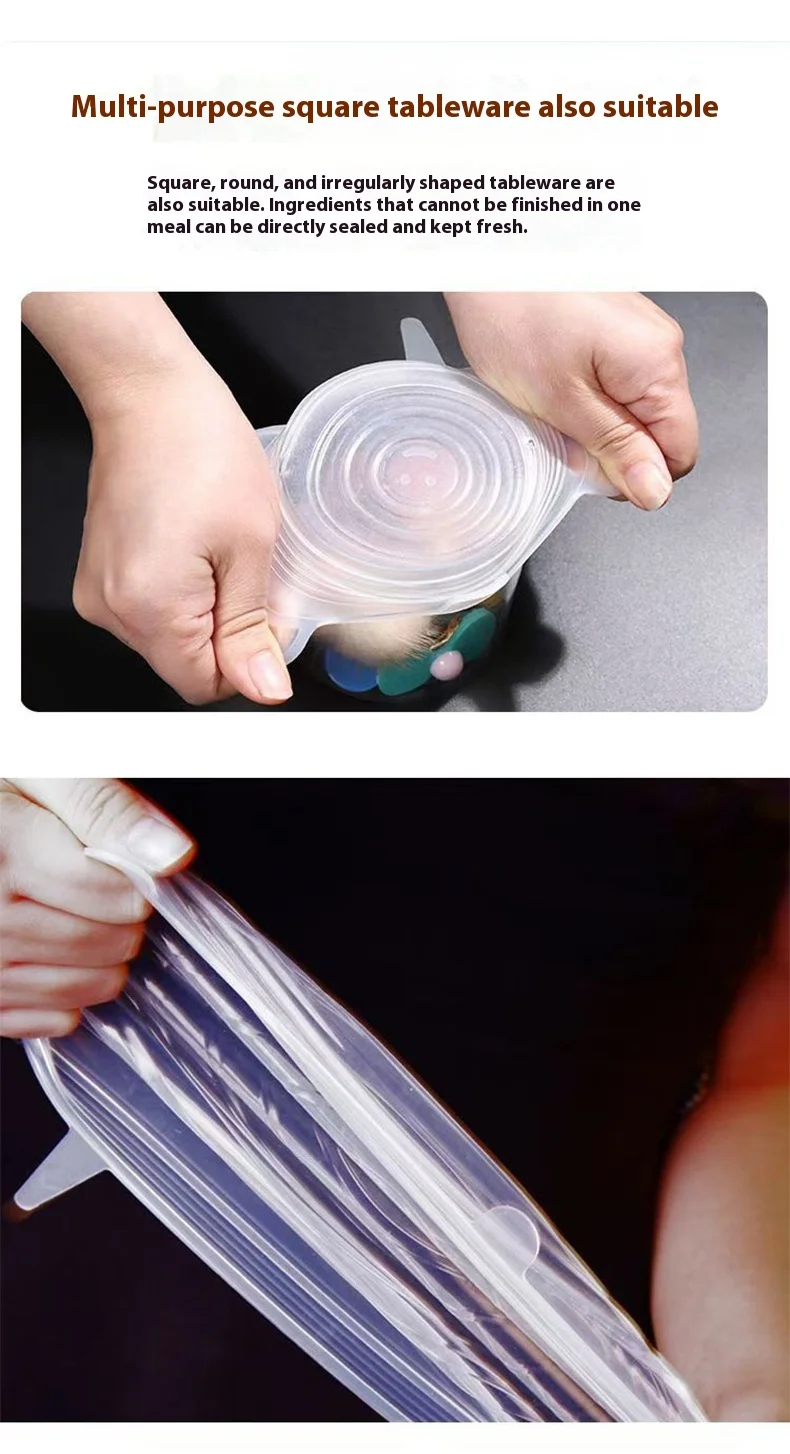 6-Piece Set Transparent Food-Grade Silicone Fresh-Keeping Bowl Cover Stretchable Fruit Specialty Tools for Fresh-Keeping supplier