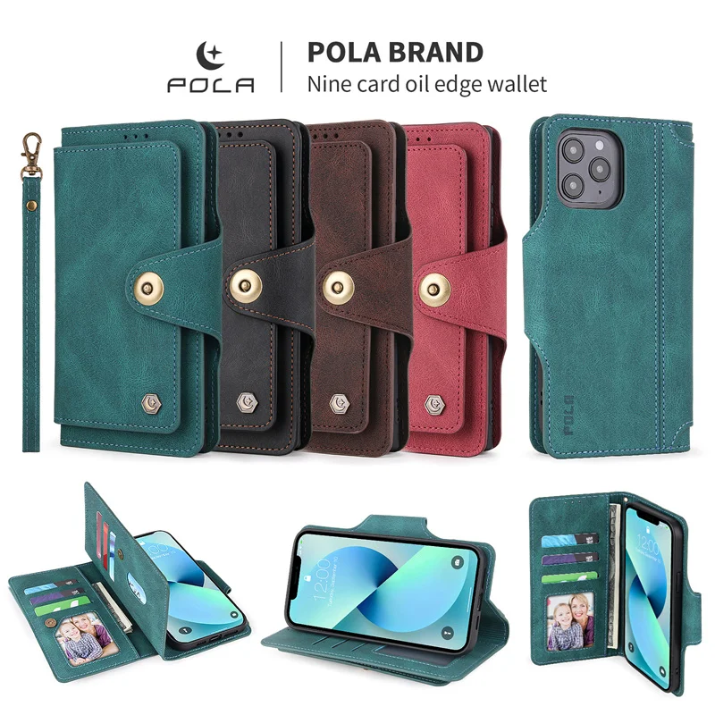 Luxury Leather PU Flip Wallet Multi Card Slot Mobile Phone Case For iPhone 13 12 11 Pro Max Xs Xr Xs Max 7 8 Plus