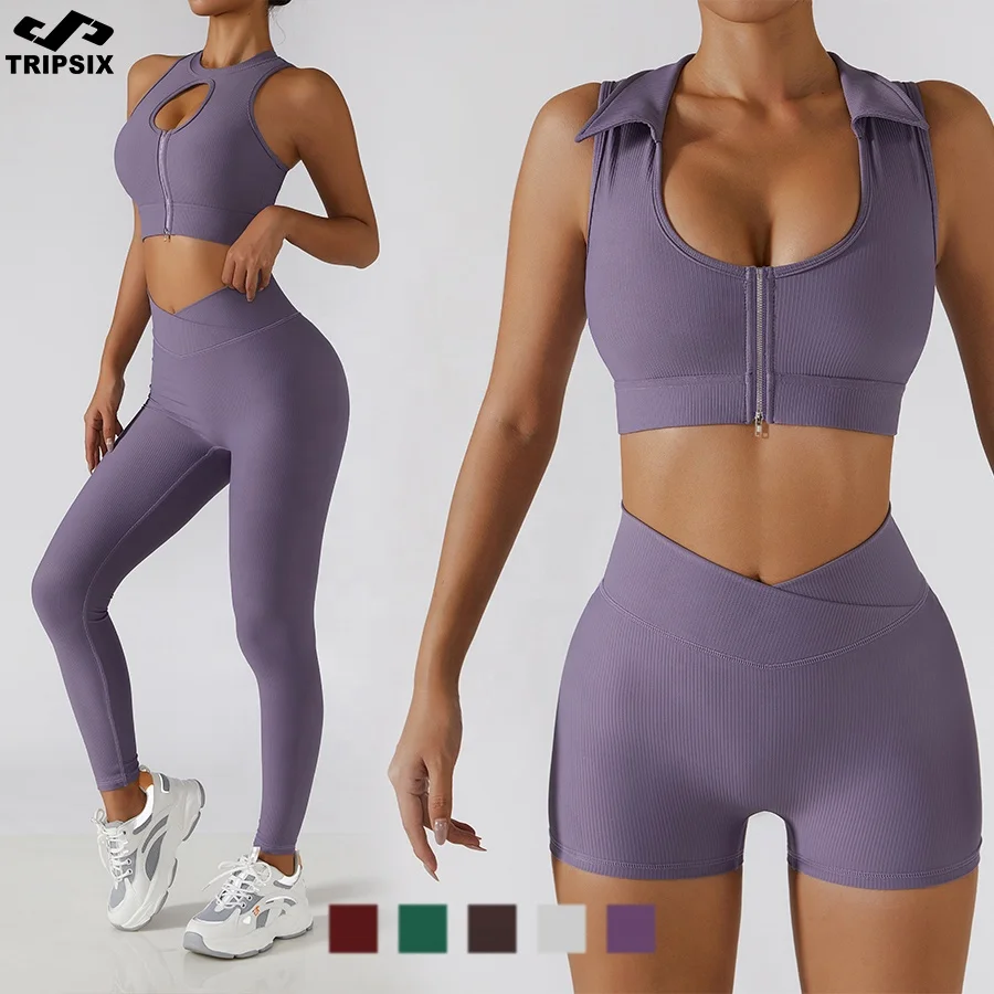 Women Leggings Pant And Bra Sportswear Sets 4 Piece Yoga Outfit Gym Fitness Sets For Women