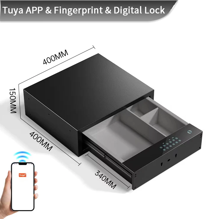 product ceqsafe smart wardrobe accessories fashion safe box drawer fingerprint safe box big led display fingerprint safe box for home-2