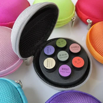 7 Compartment Round Mini Small Essential Oils Bag Travel Storage Carrying Case Zip Pouch Holder For 1ml 2ml Bottles