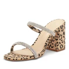 Shoes Women's Open Toe Slip On Double Band With Rhinestone Mules Dress Shoes Women's Heeled Sandal