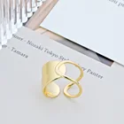 Rings Fashion Men's Party Punk Hollow Gold Large Letters Women's Rings Street Good-looking Cool Boy Jewelry