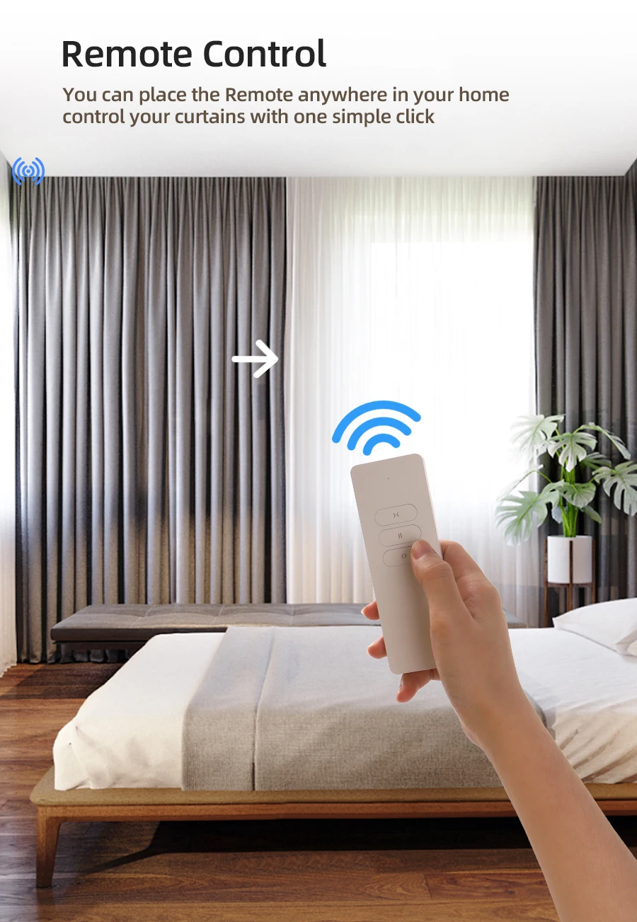 ABALON Perfect Wave Gemotoriseerde Gordijnrail, Wifi-motor compatibel met Alexa, Google Home en