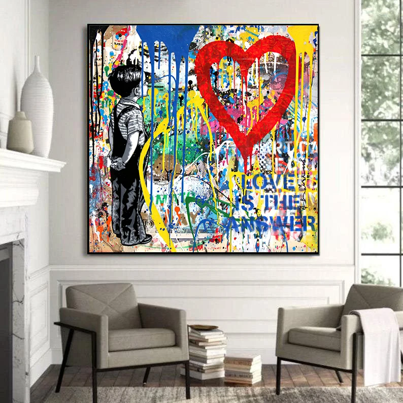 love is the answer of the boy artwork wall pictures oil painting
