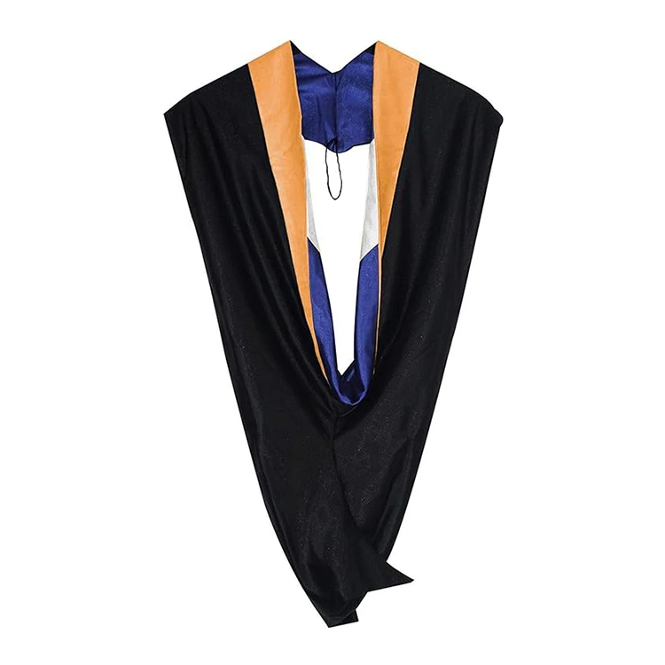 Deluxe graduation hood velvet degree color adornment Three inch velvet trim and chevron on university graduation hood