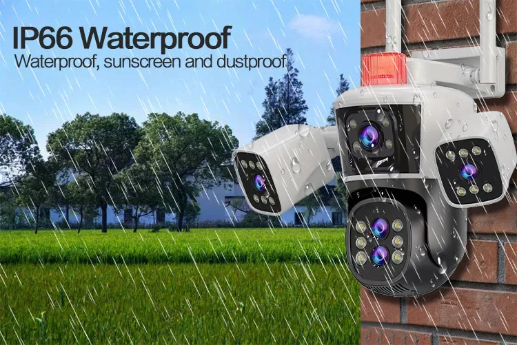 5-Lens Four-Screen 10x Zoom Outdoor Cctv Surveillance Wifi Wireless Ip Intelligent Alarm Security Gun Ball Camera