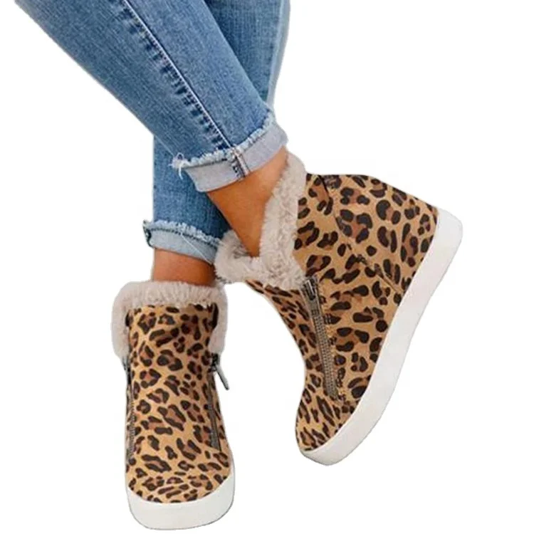 Women's Fur Lined Hidden Wedge Chunky 