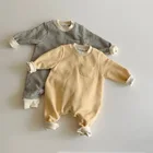 Baby Amazon Unisex Solid Newborn Long Sleeve Winter Jumpsuit Baby Boys' Rompers With Velvet