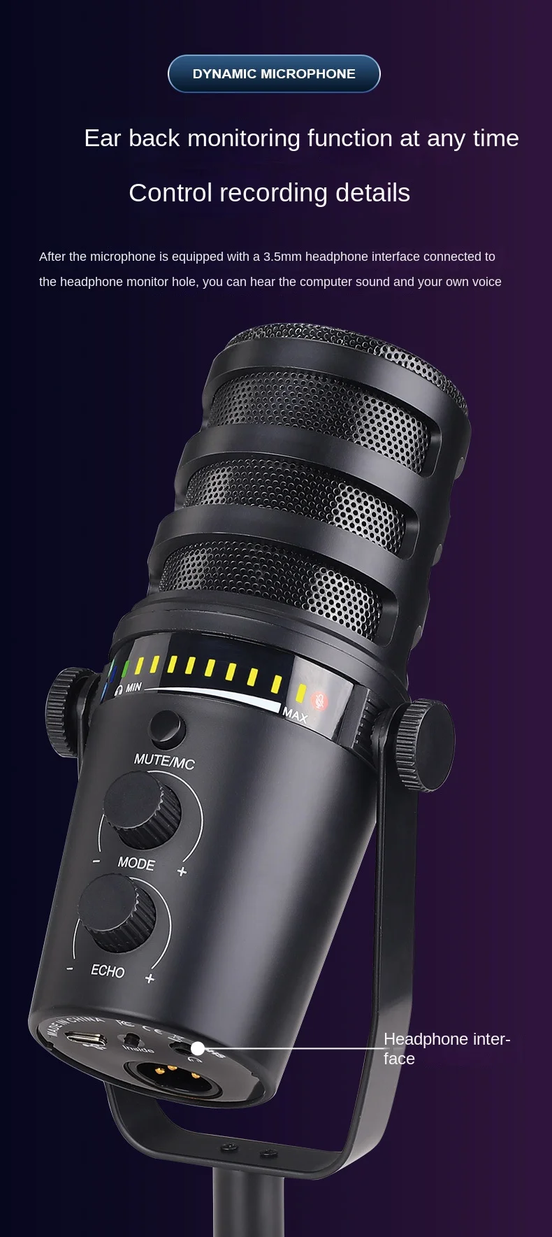 Dynamic Microphone Live Microphone Professional Recording Karaoke Conference Mobile Computer Game Sound Card Microphone Full Set