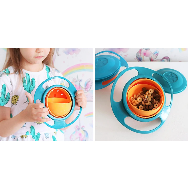 Practical and Cute Design Baby Universal Gyro Bowl 360 Degrees Rotate Balance Bowl for Children's Safety for Feeding